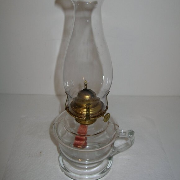 Antique Vintage Banner Clear Kerosene Oil Lamp 12"T Great Condition!! E - Picture 1 of 5